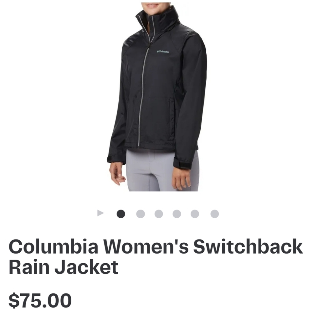 Columbia black rain jacket XL